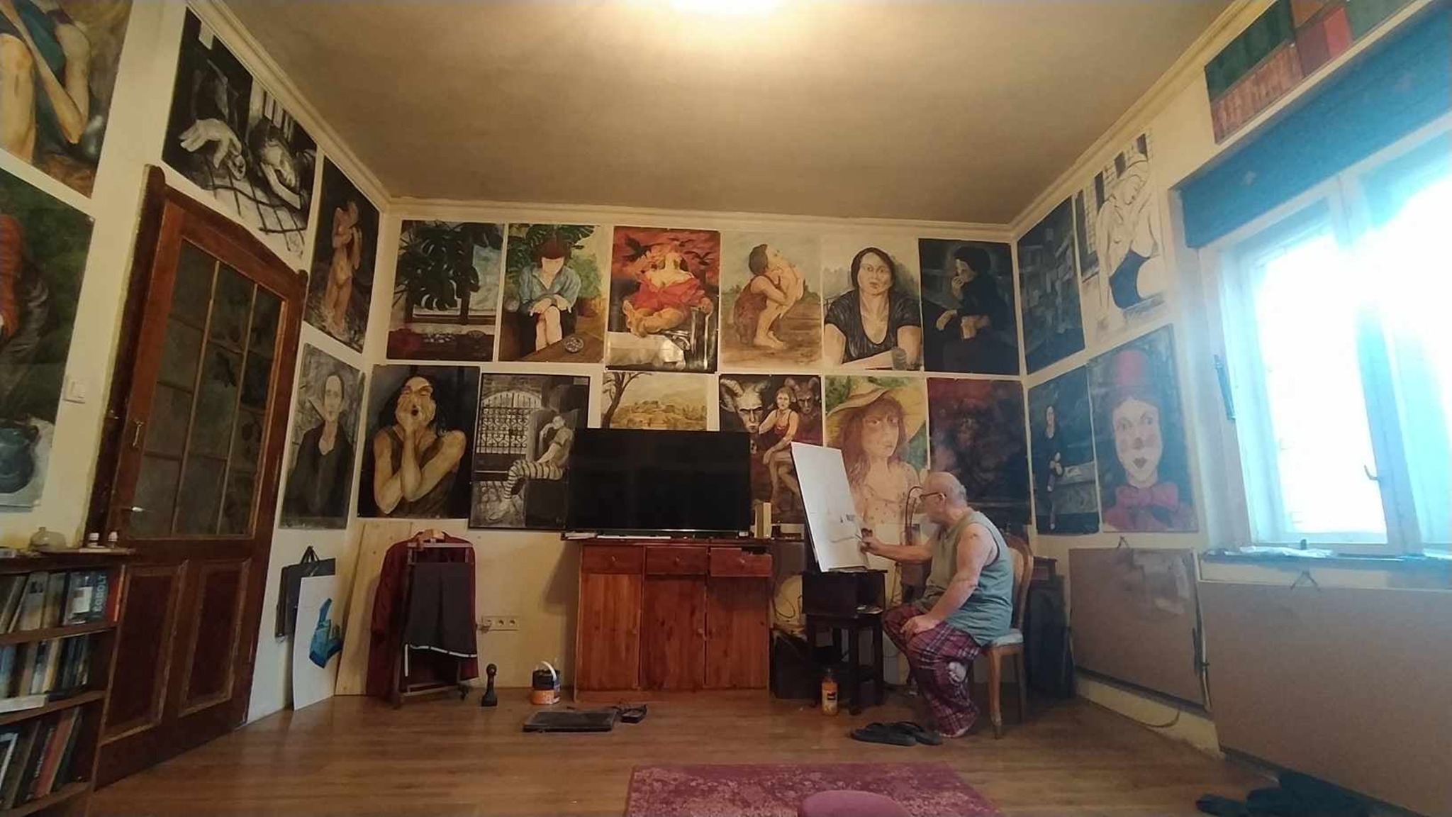 Artist working in the studio
